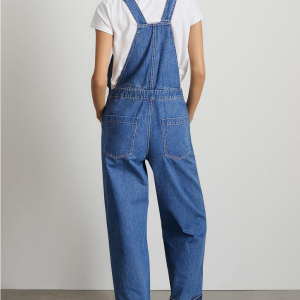 Straight-leg denim overalls