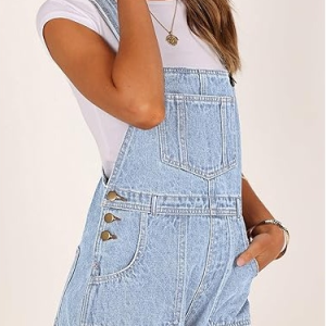 Casual high-waisted romper with adjustable straps