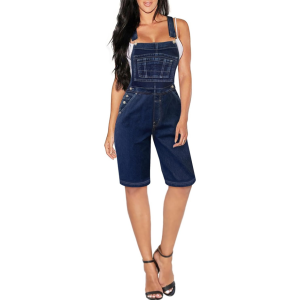 Casual stretch denim overall shorts