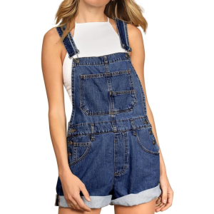 Casual denim overall shorts with adjustable straps