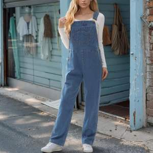 Stretch denim overalls